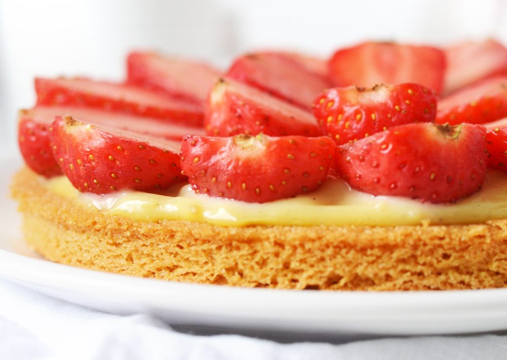 Tarte aux fraises sur sablé breton